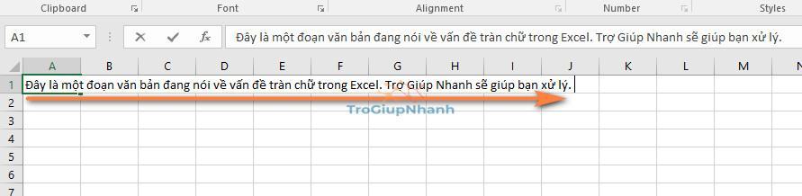 tràn chữ trong Excel