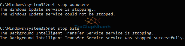 Dừng dịch vụ cập nhật Windows 