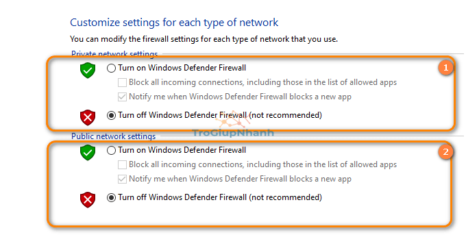 Tắt firewall trên Windows 10
