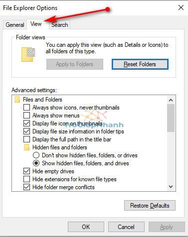 view folder options