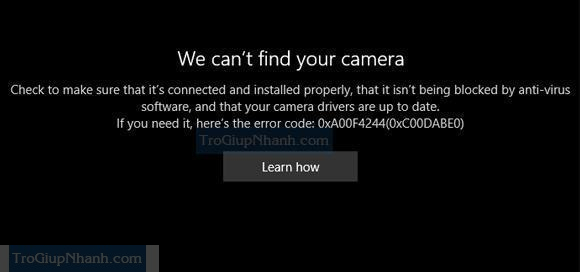 Cách sửa lỗi 0xA00F4244 Camera không hoạt động trên Windows 10