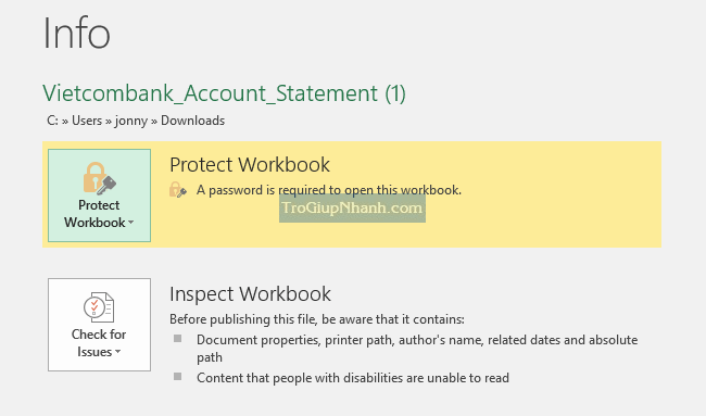 đặt mật khẩu file excel