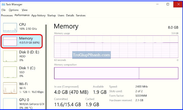 bộ nhớ ảo giúp tăng RAM