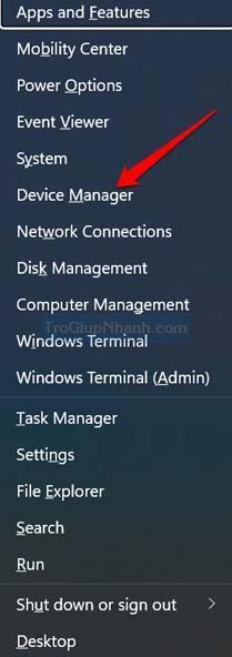 truy cập trình quản lý thiết bị trong Windows
