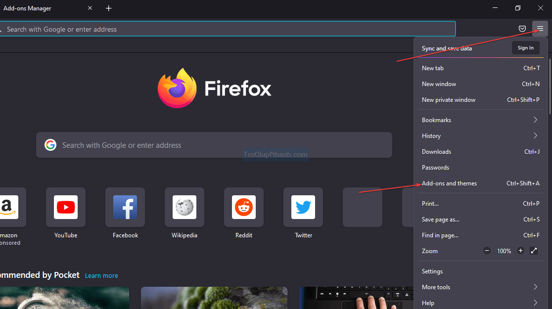 cài đặt add-on firefox